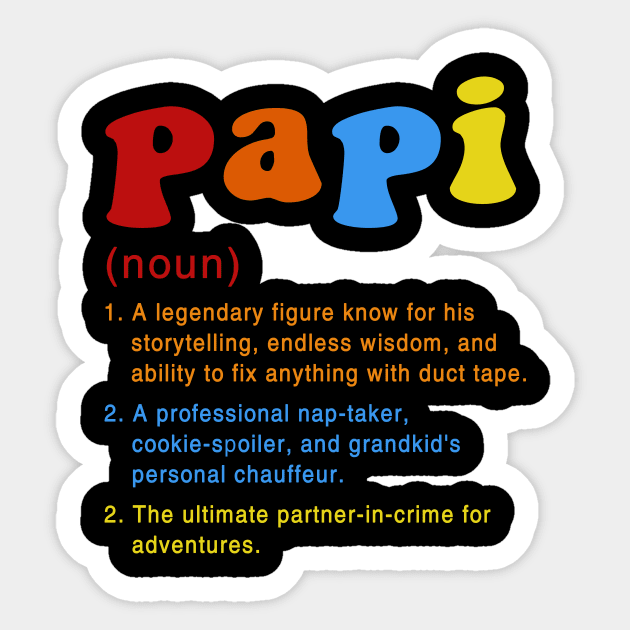Papi Gifts Retro Vintage Father's Day Papi T-Shirt Sticker by peskybeater